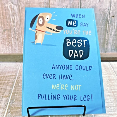Tarjeta del día del padre American Greetings papá perro azul dibujos animados humor divertido Foto 1 de 4