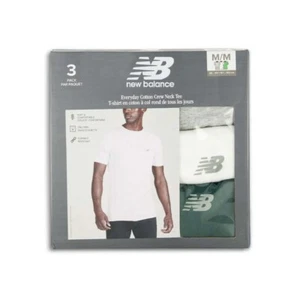 New Balance - Men's 3 Pack Crewneck Cotton T-Shirt - White/Grey/Green - S,M,L,XL - Picture 1 of 6