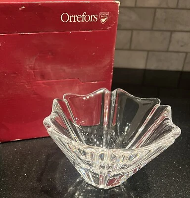 Cuenco de Cristal Orrefors Suecia Vidrio Orion Lars Hellsten 4642/11 Caja De Colección Foto 1 de 4