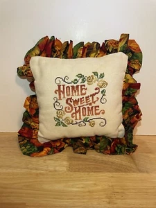 Vintage Cross Stitch Home Sweet Home Decorative Pillow, Country Decor - Picture 1 of 4