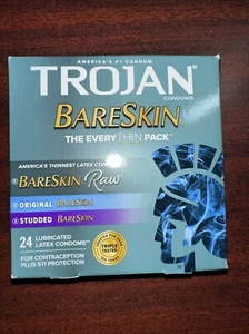 Trojan BareSkin The Every THIN Pack 24 Lubricated Latex Condoms 5/2027 - Picture 1 of 2