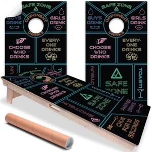 Trinkspiel Neon Design Cornhole Brett Wraps und Aufkleber Vinyl Aufkleber - Bild 1 von 6
