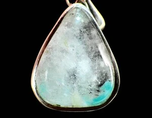 AJOITE in Quartz Crystal Pendant Sterling Silver Cabochon Fine Jewelry, 54529 - Afbeelding 1 van 3