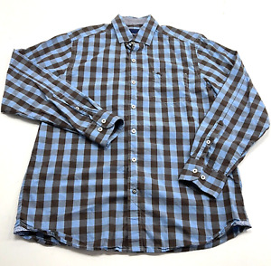 Tommy Bahama Men's Blue Black Check Long Sleeve Collared Button-Up Shirt Size S