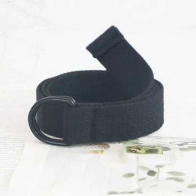 Kids Boy Girl 3cm Canvas Belt Double D Ring Buckle for School Uniform Pants Chic - Image 1 of 4