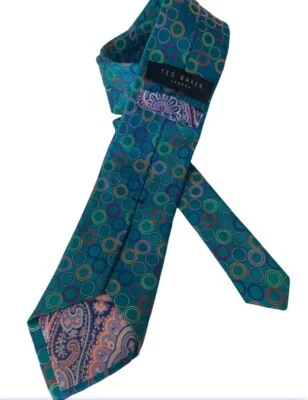 Ted Baker Men's Colorful Patterned 100% Silk Tie - Image 1 of 3