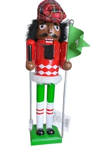 Golfer Nutcracker w/Club, Flagstick Merry Brite 12" Wooden New!! - Picture 1 of 5