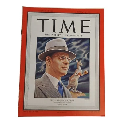 Vintage Time Magazine April 24 1944 Issue Curtin From Down Under Cover Number 17 - Image 1 of 4
