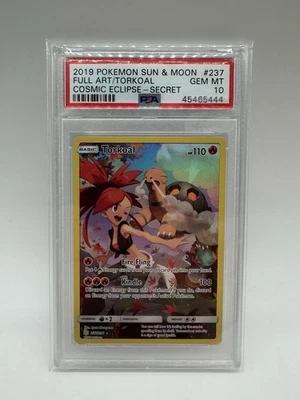 2019 Cosmic Eclipse Torkoal #237 Full Arr Secret Rare Pokemon Sun & Moon PSA10  - Image 1 of 2