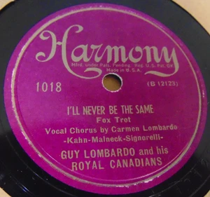 Guy Lombardo - I'll Never Be Same / Because You're You (1949) Harmony 78, VG VG+ - Imagen 1 de 4
