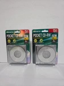 10 pcs ( two 5 packs) MEMOREX Pocket CD-RW 210MB 24 MIN 4X Multi Speed - Picture 1 of 4