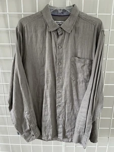 Tommy Bahama Linen Shirt Mens Size Large 100% Linen Button Up Long Sleeve Gray - Picture 1 of 12