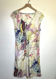Jams World Dress Color Dance Abstract Print 100% Rayon Sleeveless Resort Wear M - Picture 1 of 12