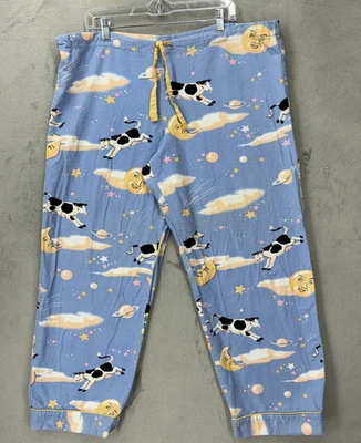 Pantalones de pijama vintage NICK & NORA vaca grande saltada sobre la luna salón Foto 1 de 4