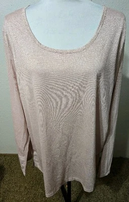 2X Faded Glory NWT womens top blouse blush heather stretch long sleeve shimmers - Image 1 of 3
