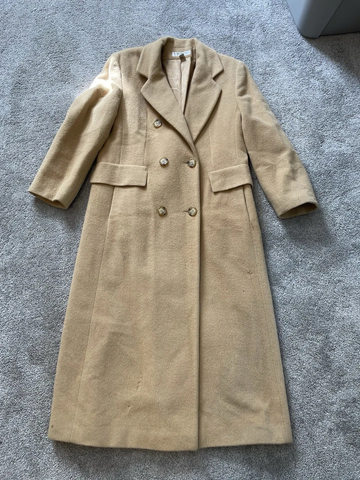 Vintage Katherine Kelly Petites Camel Hair Tan Women's Winter Trench Coat Sz. 8P - Image 1 of 4