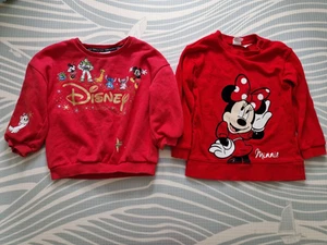 2x red Disney girls jumper Minnie Mouse and other characters 12-24m 1-2 year old - Picture 1 of 4