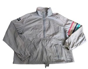 VTG 80s Frank Shorter Mens L Waterproof Running Rain Jacket Striped Vented Q Zip - Picture 1 of 18