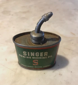 Vintage Singer Sewing Machine Oval Lead Top Oil Tin 1 1/3 oz, w/Bracket,made USA - Picture 1 of 5