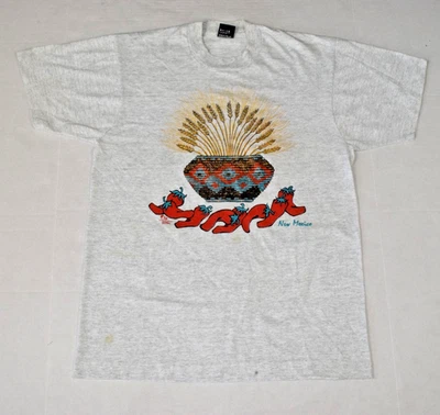 Camiseta Vintage Pantalla Estrellas Talla L Años 90 Pintura Hinchada Nuevo México Temas EE. UU. c.1991 Foto 1 de 4