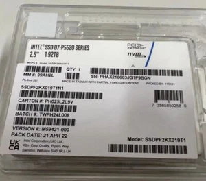 1.92TB Intel SSD P5520 Series DC NVME U.2 2.5" Solid State Drive SSDPF2KX019T1M1 - Picture 1 of 1