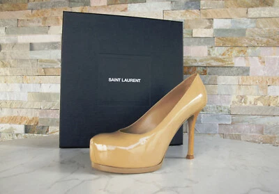 Saint Laurent Talla 37 Plataforma Zapatos de Tacón Tacones Altos Nuevo Antiguo - Imagen 1 de 4