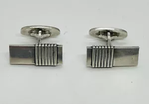 Georg Jensen Denmark Vintage Sterling Silver Rectangular Cufflinks No. 80 - Afbeelding 1 van 5