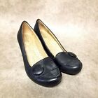 Strictly Comfort Womens  025-5045 Size 7 Black  Leather Slip On 2.5" Heel Pumps