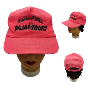 Vintage 90's Pedro Pete's Baja Tours Snapback Hat Neon Pink Cap MADE IN USA - Picture 1 of 11