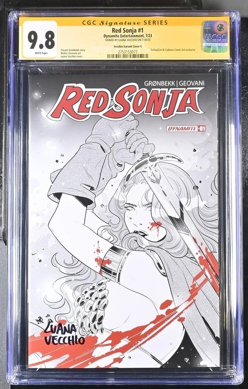 Cubierta roja Sonja #1 C GalaxyCon Vecchio variante virgen CGC SS 9.8 firmada Vecchio Foto 1 de 2