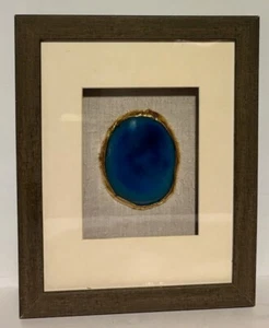 Ambar Jewelery blue agate in framed case with wooden frame and matting - Picture 1 of 2
