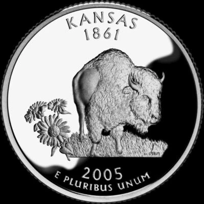 A 2005 S Kansas 90% SILVER Deep Cameo "PROOF" State Quarter US Mint Coin - Image 1 of 3