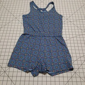 Old Navy Girls Blue Pink Halter Tank Jumper Romper Size 8 Medium Keyhole Back - Picture 1 of 7