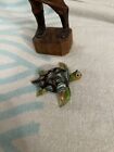 Murano Style Art Glass Sea Turtle Paperweight Green Blue Clear 