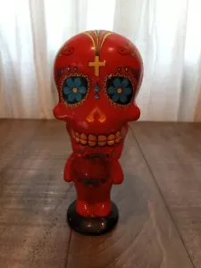 Mexico DAY OF THE DEAD 6 1/2" Sugar Skull Man Bobble Head Figurine Ceramic - Picture 1 of 5