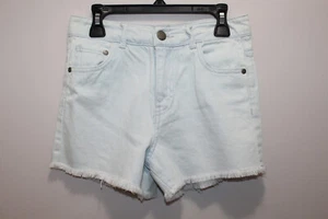 COPPER KEY GIRLS SHORTS 100% COTTON DENIM RAW FRINGE LIGHT WASH SIZE 10 - Picture 1 of 3