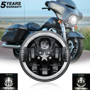 7 Inch LED Headlight Hi-Lo White DRL Amber Halo Star For Street Glide Motorcycle - Bild 1 von 10