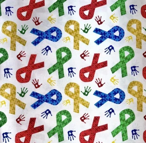 Cinta de rompecabezas de conciencia de autismo por 1/2 yarda impresión a mano 100 % tela de algodón - Imagen 1 de 2