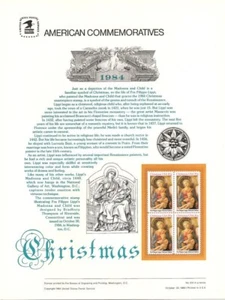 #231 20c Navidad 1984 Madonna #2107 USPS Panel de Estampillas Conmemorativas - Imagen 1 de 1