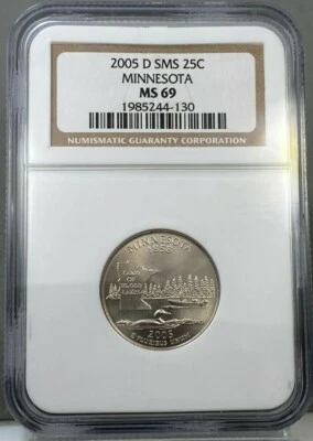 2005-D SMS 25c MINNESOTA State Quarter NGC MS69 - Image 1 of 2