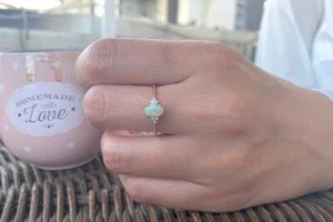 Oval Opal Ring, 14k Diamond and Opal Engagement Ring, Natural Opal Diamond Ring, - Picture 1 of 3