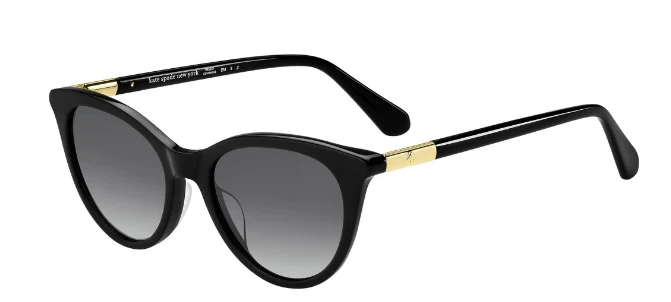 Kate Spade JANALYN 0807 偏光黑色金色镜框/灰色渐变太阳镜 — 第 1/1 张图片