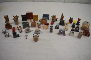 HUGE Lot Of Vintage Doll House Furniture/Accessories/Figures-Wood Handmade - Bild 1 von 14
