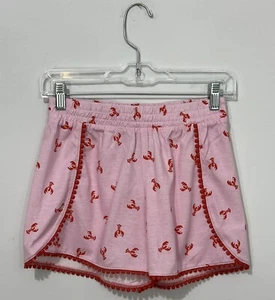 Crewcuts Girls Shorts L Cotton Pink Red Lobsters Elastic Waist Lightweight NWT - Picture 1 of 5