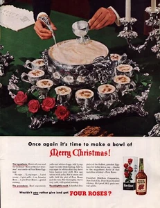 1950 Four Roses Whiskey Christmas Vintage Original Colliers Magazine Print Ad - Picture 1 of 1