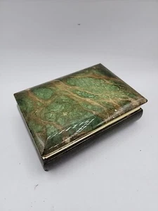 Antique Hand Carved Genuine Alabaster Marble Trinket Box, Signed, Made In Italy - Picture 1 of 8