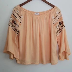 Ariat Western bestickt Pfirsich Boho Schulterfrei Top Boxy Oversized Größe Medium - Bild 1 von 11