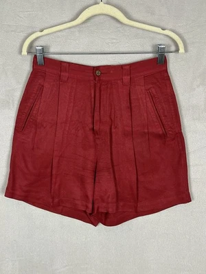 Tommy Bahama Silk Shorts Women's Size 6 Burgundy Solid Pockets Pleated - Image 1 of 4
