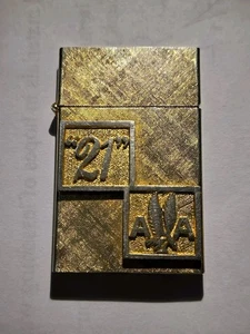 AMERICAN AIRLINES 14k GOLD PLATED Lighter 21 CLUB NEW YORK Vintage - Picture 1 of 5