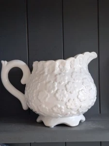 Vintage White Ceramic Flower Jug Raised Design - Picture 1 of 11